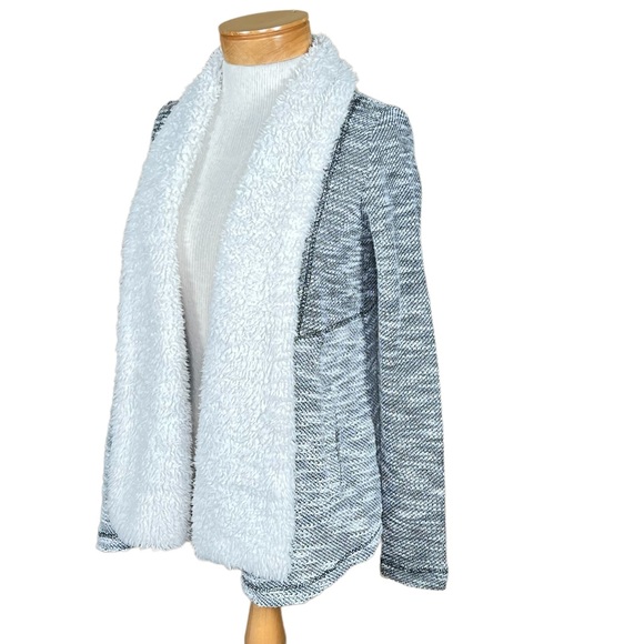 Jack BB Dakota Faux Sherpa Trimmed Tweed Open Front Jacket XS - Picture 12 of 12